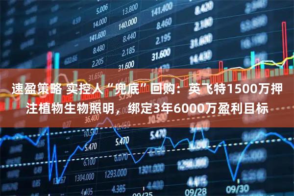 速盈策略 实控人“兜底”回购：英飞特1500万押注植物生物照明，绑定3年6000万盈利目标